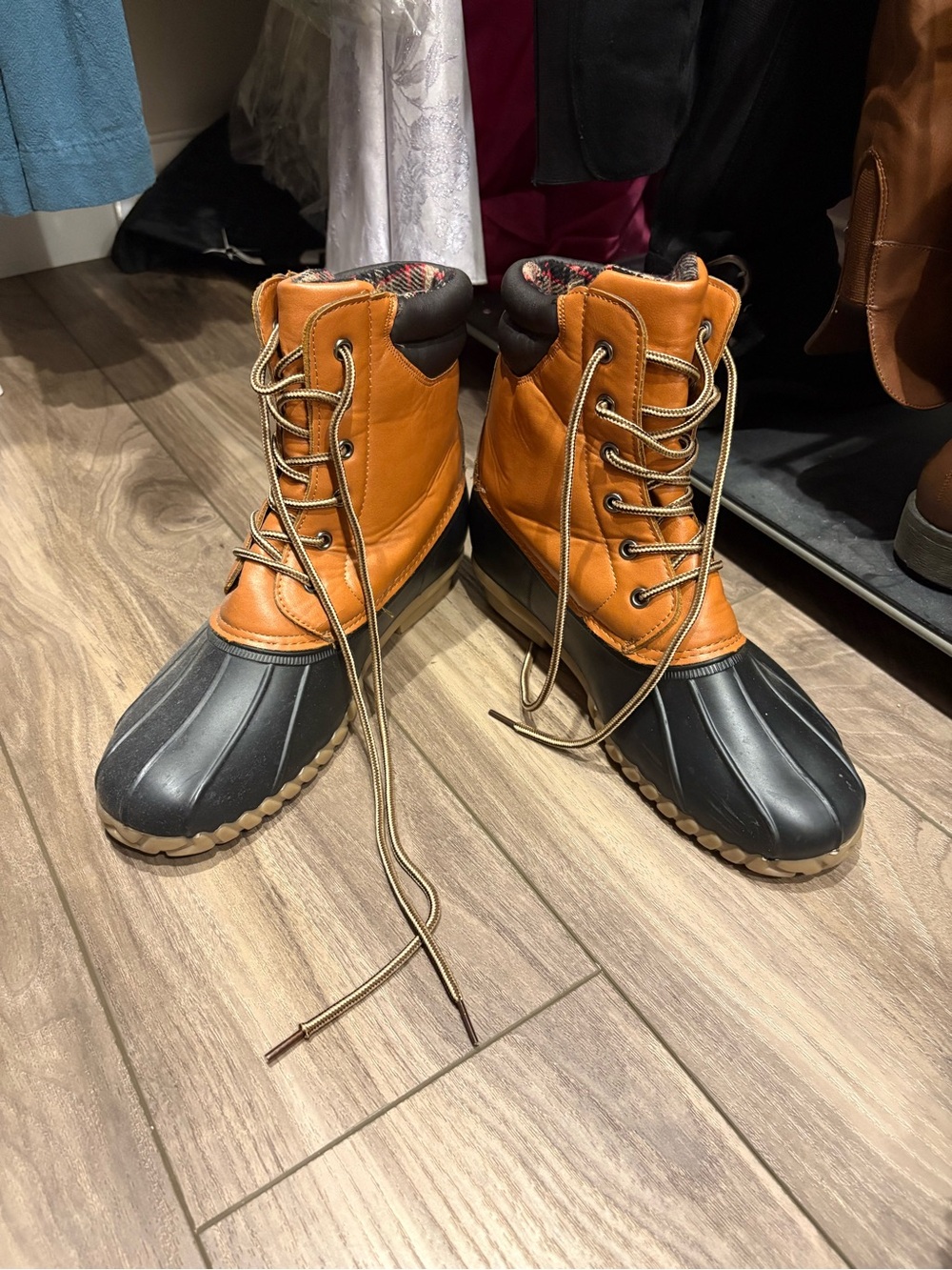 Women's Waterproof Winter Duck Boots - Tan and Black